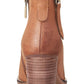 Botas femininas Aqua College estilo ocidental marrom, acolchoadas, à prova d'água, com zíper, bico amendoado, salto alto, com zíper, em couro, 8 m