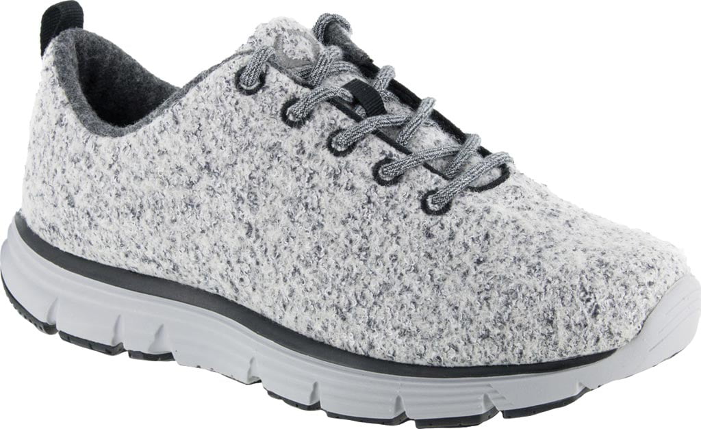 Tênis casual feminino Apex em malha de lã natural, cinza, tamanho 6,5W