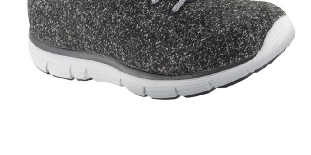 Tênis casual feminino Apex em malha de lã natural, cinza, tamanho 6,5W
