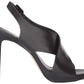 Calvin Klein Sandálias Femininas Myra Couro Salto Alto Pretas Tamanho 7,5 M