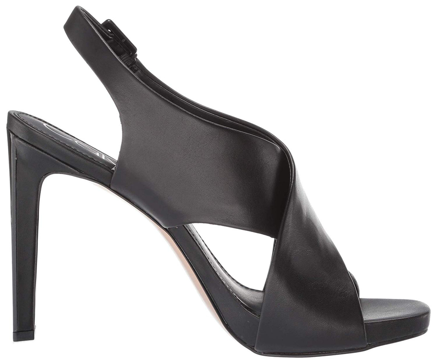 Calvin Klein Sandálias Femininas Myra Couro Salto Alto Pretas Tamanho 7,5 M