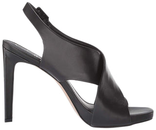 Calvin Klein Sandálias Femininas Myra Couro Salto Alto Pretas Tamanho 7,5 M