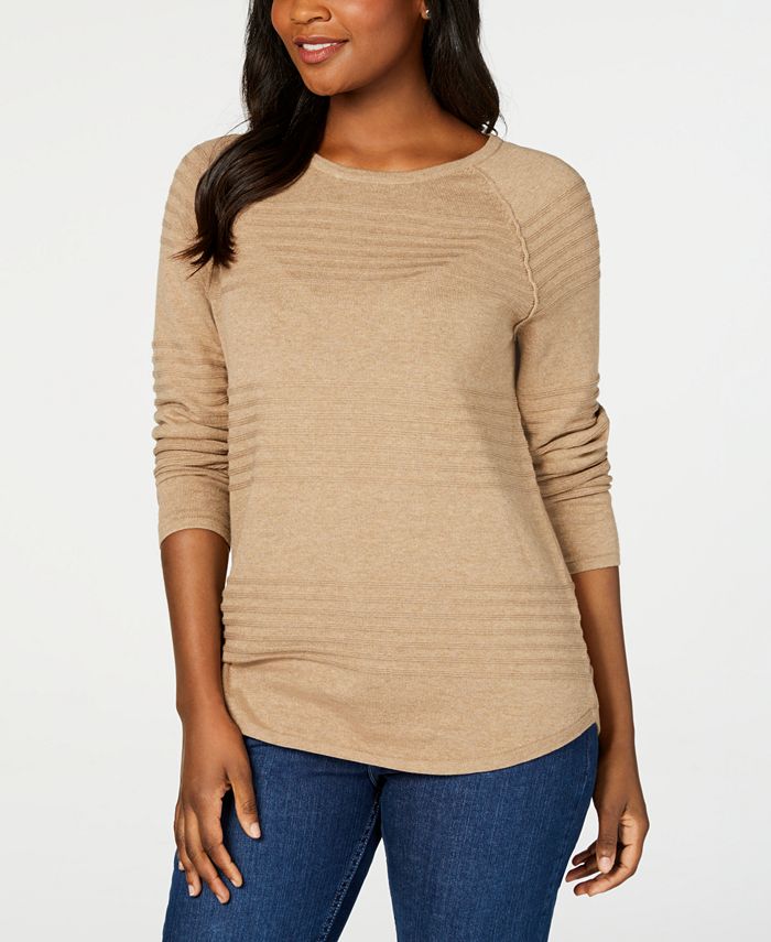 Karen Scott Suéter Feminino de Algodão com Canelado Marrom Tamanho XS