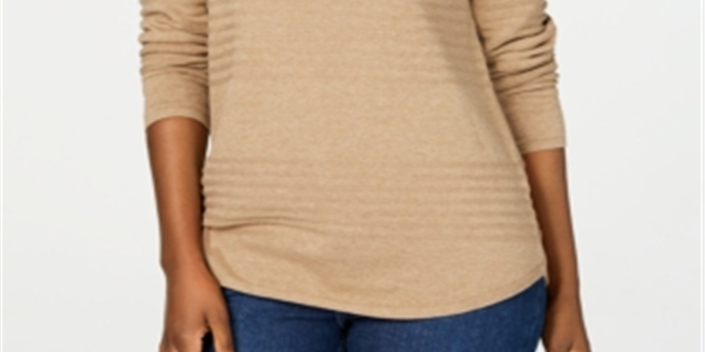 Karen Scott Suéter Feminino de Algodão com Canelado Marrom Tamanho XS