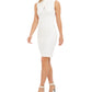 Vestido de festa Calvin Klein feminino, sem mangas, com zíper e decote acima do joelho, tamanho 16, branco