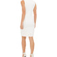 Vestido de festa Calvin Klein feminino, sem mangas, com zíper e decote acima do joelho, tamanho 16, branco
