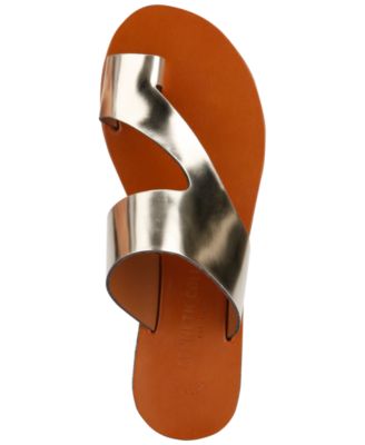 Sandálias femininas Kenneth Cole Toe Ring Palm, bico redondo, sem cadarço, amarelas, tamanho 6 M