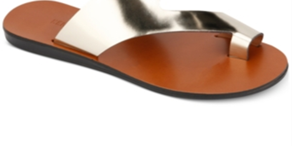 Sandálias femininas Kenneth Cole Toe Ring Palm, bico redondo, sem cadarço, amarelas, tamanho 6 M