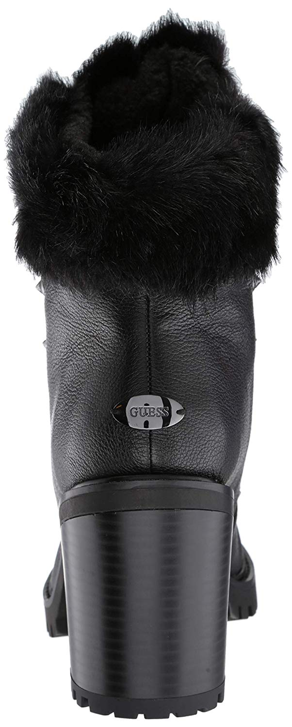 Botas de combate femininas Guss Galway de couro com bico redondo e tornozelo, pretas, multi tamanho 7 M