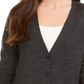 Cardigan feminino de lã merino com decote em V, cinza, tamanho pequeno