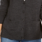 Cardigan feminino de lã merino com decote em V, cinza, tamanho pequeno