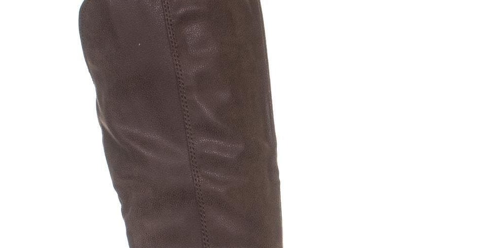 Botas femininas American Rag Emilee Fabric Almond Toe Knee High Fashion Cinza Tamanho 10,5 M