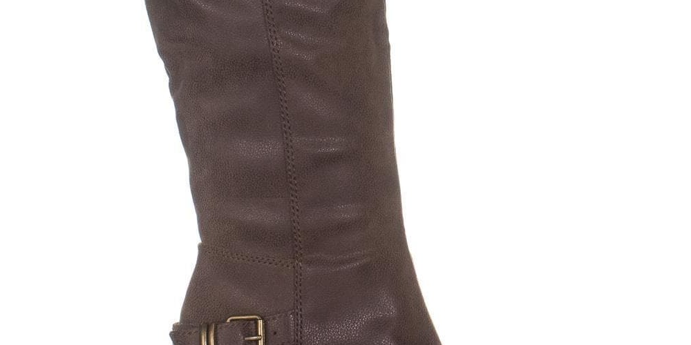 Botas femininas American Rag Emilee Fabric Almond Toe Knee High Fashion Cinza Tamanho 10,5 M