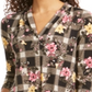 Blusa feminina com decote em V floral Charter Club, preta, tamanho pequeno
