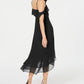 Vestido de festa midi com alças finas e bainha, preto, tamanho 4, da INC International Concepts