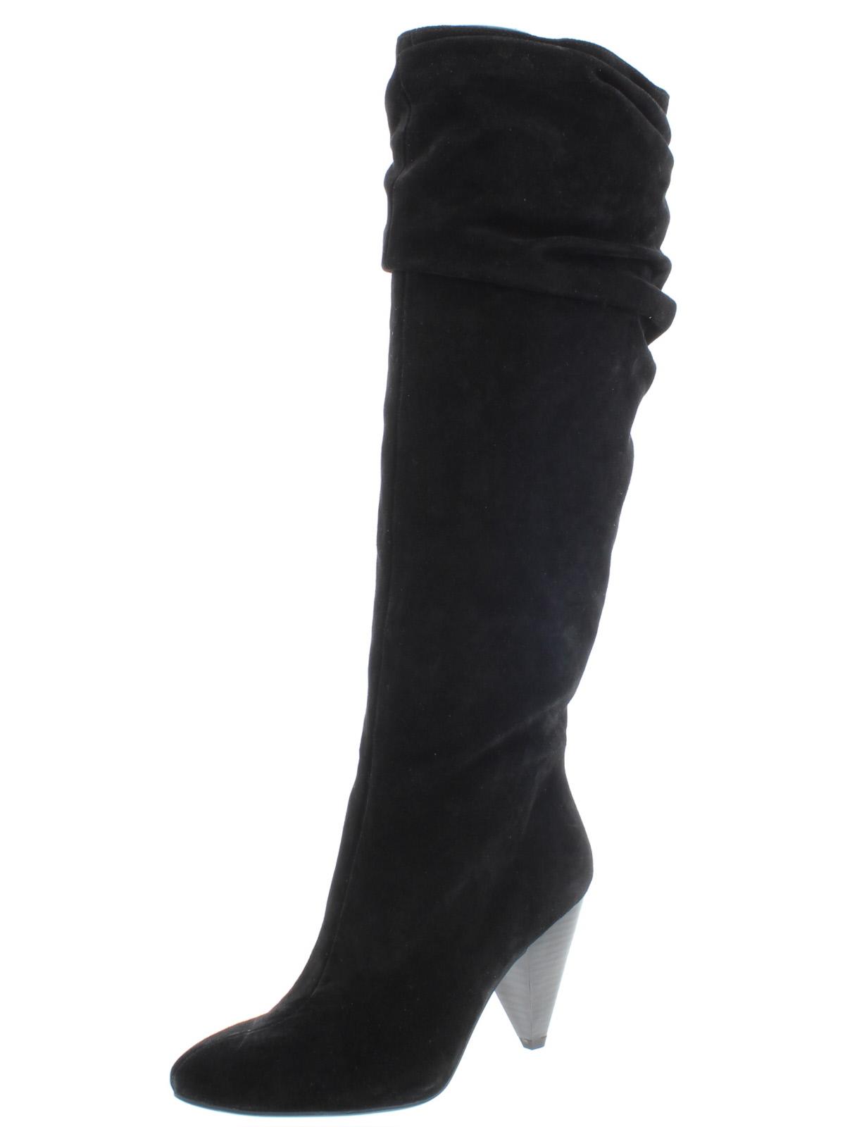 Botas femininas de salto alto Gerii Suede bico fino, pretas, tamanho 5 M, da INC International Concepts