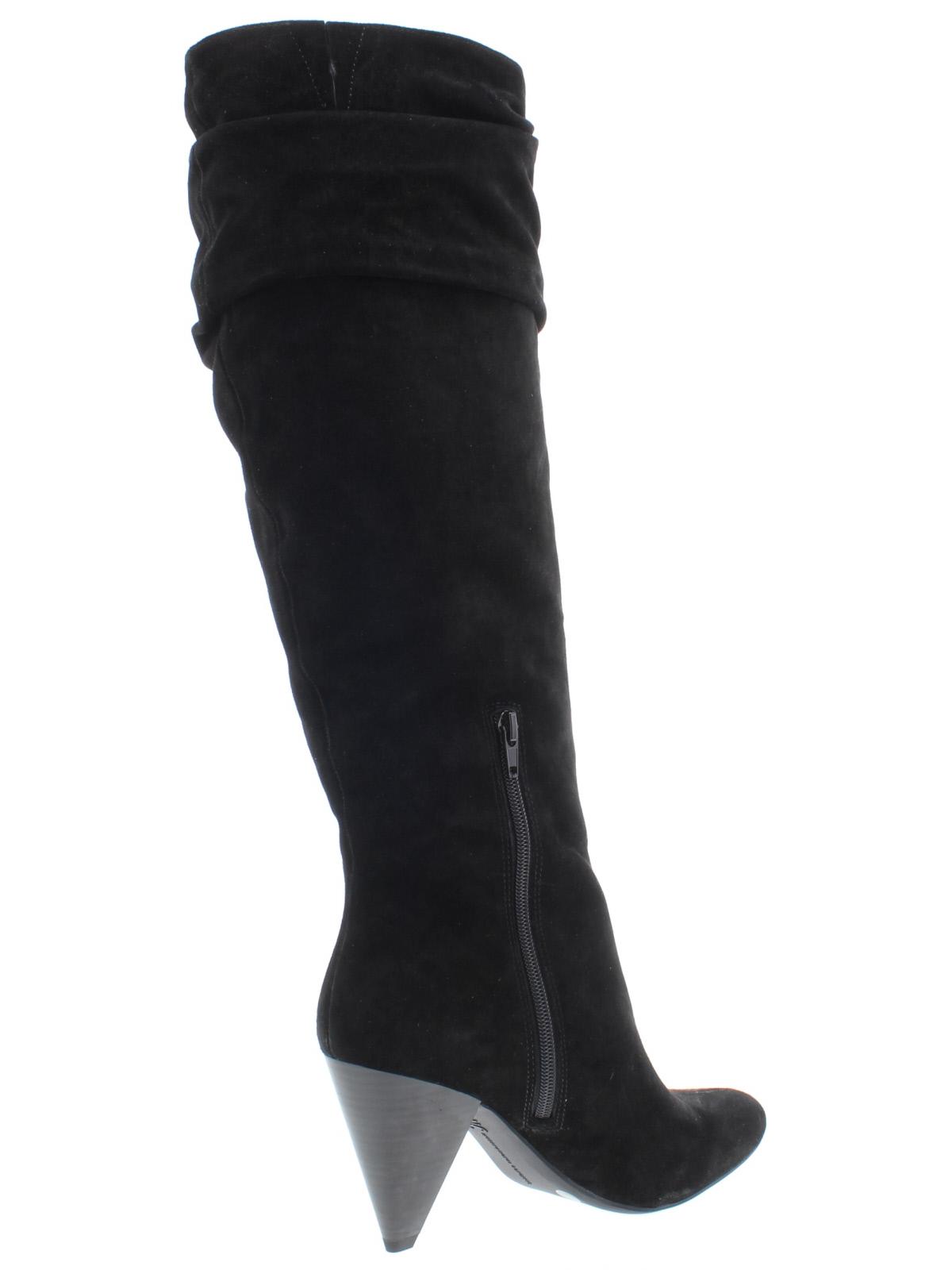 Botas femininas de salto alto Gerii Suede bico fino, pretas, tamanho 5 M, da INC International Concepts
