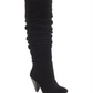 Botas femininas de salto alto Gerii Suede bico fino, pretas, tamanho 5 M, da INC International Concepts