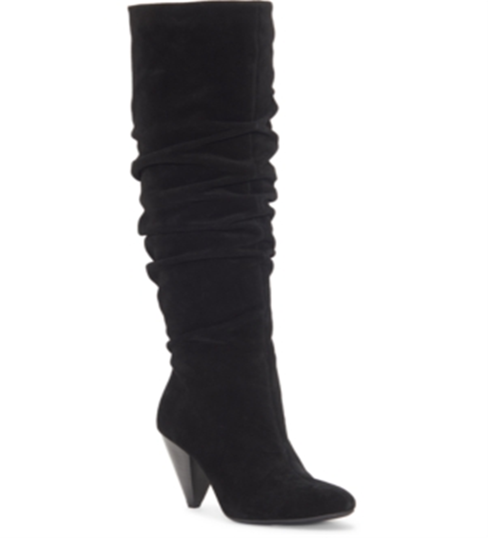 Botas femininas de salto alto Gerii Suede bico fino, pretas, tamanho 5 M, da INC International Concepts