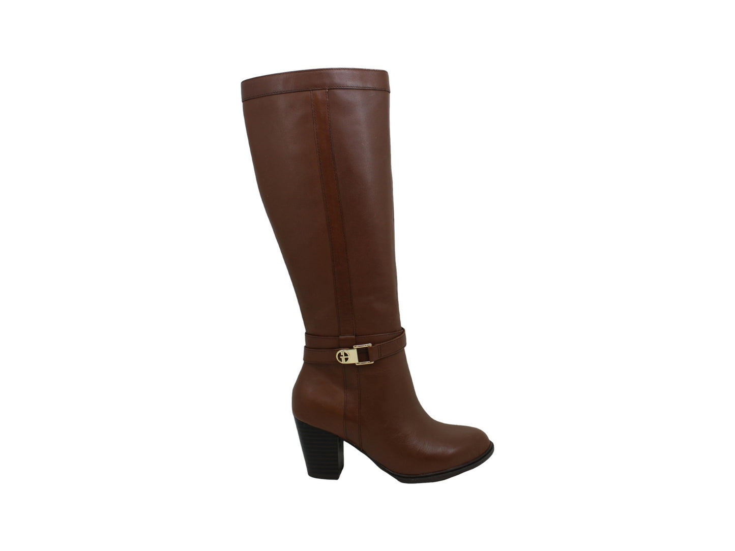 Botas femininas Giani Bernini Rozario de couro, bico amendoado, cano alto, marrom, tamanho 10 M