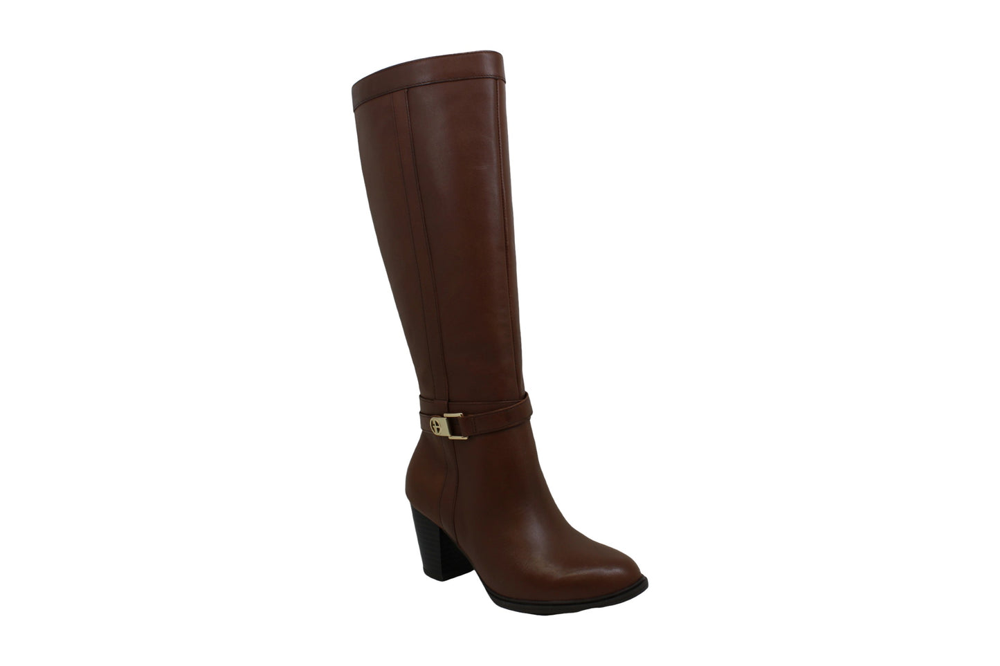 Botas femininas Giani Bernini Rozario de couro, bico amendoado, cano alto, marrom, tamanho 10 M