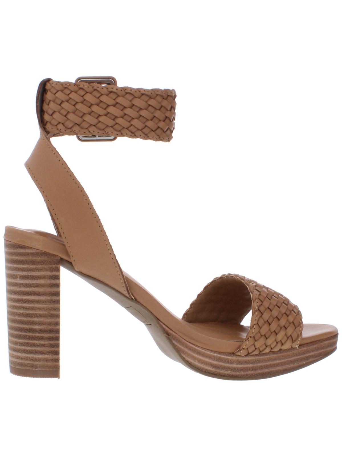 Sandálias femininas Sun + Stone Stefan com tira no tornozelo e salto marrom, tamanho 5,5 M