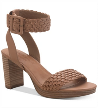 Sandálias femininas Sun + Stone Stefan com tira no tornozelo e salto marrom, tamanho 5,5 M