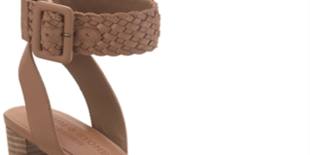 Sandálias femininas Sun + Stone Stefan com tira no tornozelo e salto marrom, tamanho 5,5 M