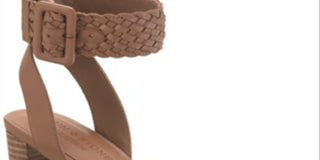 Sandálias femininas Sun + Stone Stefan com tira no tornozelo e salto marrom, tamanho 5,5 M