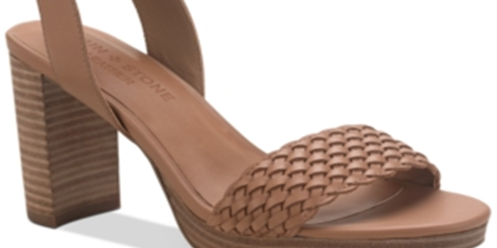 Sandálias femininas Sun + Stone Stefan com tira no tornozelo e salto marrom, tamanho 5,5 M