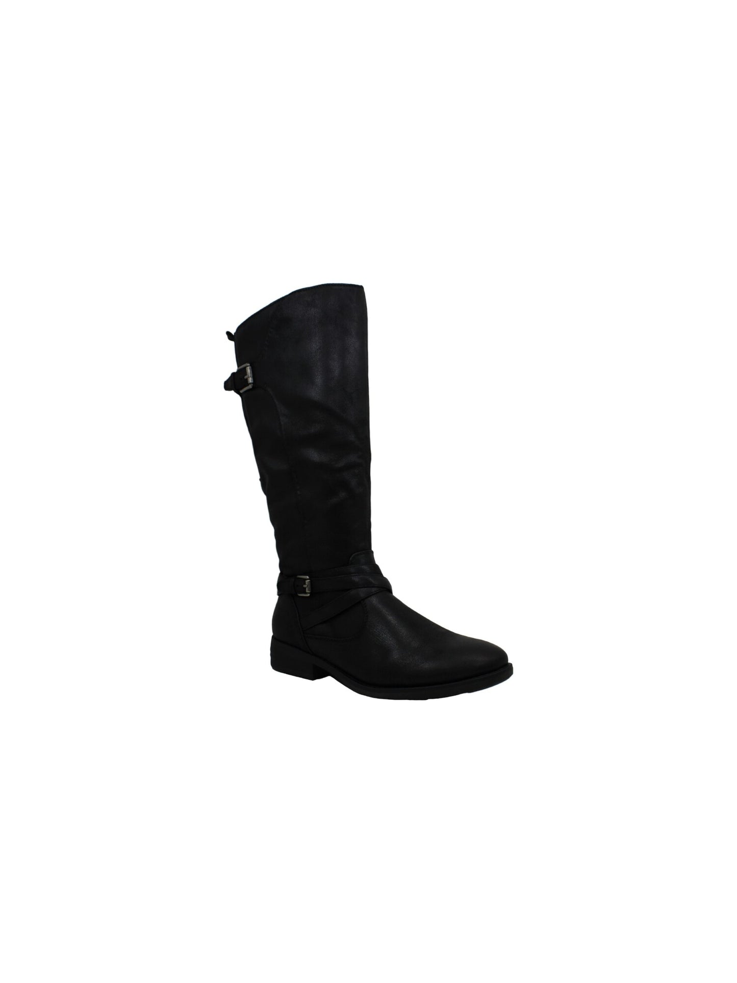 Botas femininas Baretraps Alysha de couro, bico fechado, cano alto, pretas, tamanho 5 M