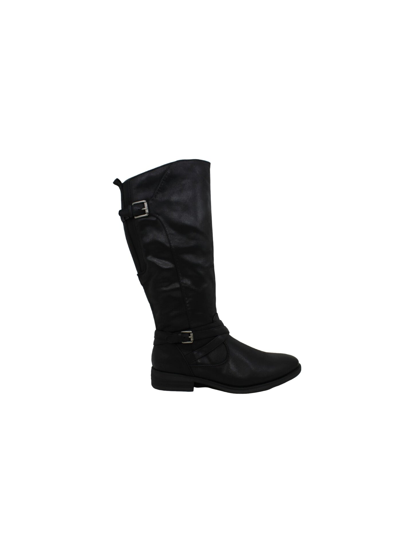 Botas femininas Baretraps Alysha de couro, bico fechado, cano alto, pretas, tamanho 5 M