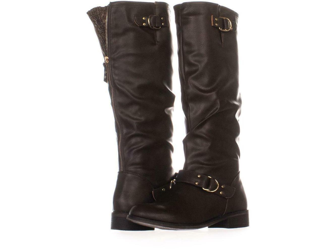 Botas femininas XOXO Minkler bico redondo cano alto marrom tamanho 8W