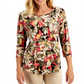 Blusa feminina manga 3/4 da coleção JM, verde, tamanho X-S