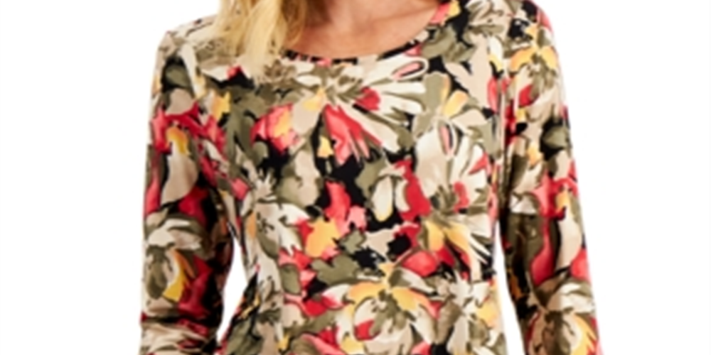 Blusa feminina manga 3/4 da coleção JM, verde, tamanho X-S