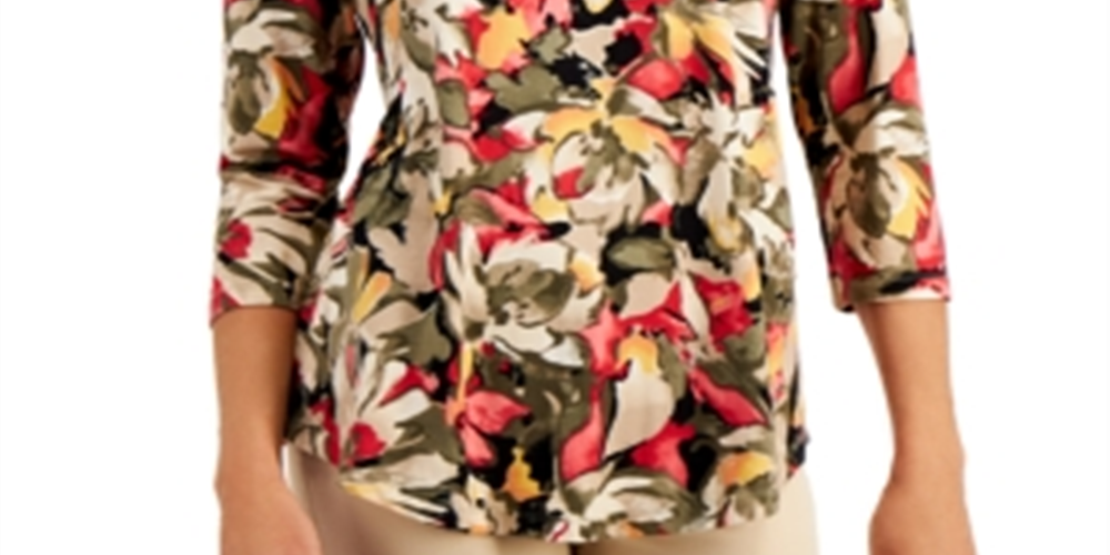 Blusa feminina manga 3/4 da coleção JM, verde, tamanho X-S