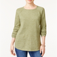 Karen Scott Blusa Feminina de Algodão Marmorizado com Bainha Curva Verde Tamanho P