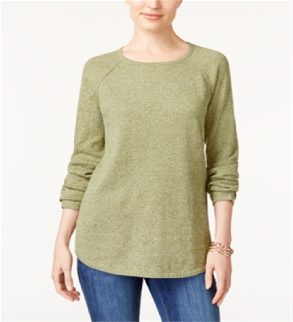 Karen Scott Blusa Feminina de Algodão Marmorizado com Bainha Curva Verde Tamanho P