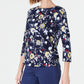 Charter Club Blusa feminina de algodão estampado com decote canoa, azul, tamanho 2XL
