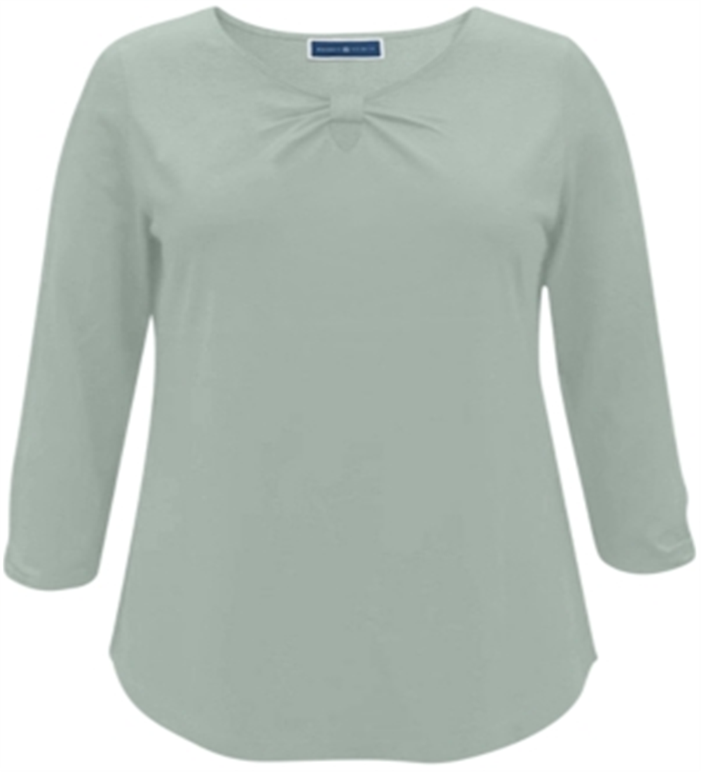 Camiseta feminina Karen Scott com decote em V e frente aberta, verde, tamanho XXG