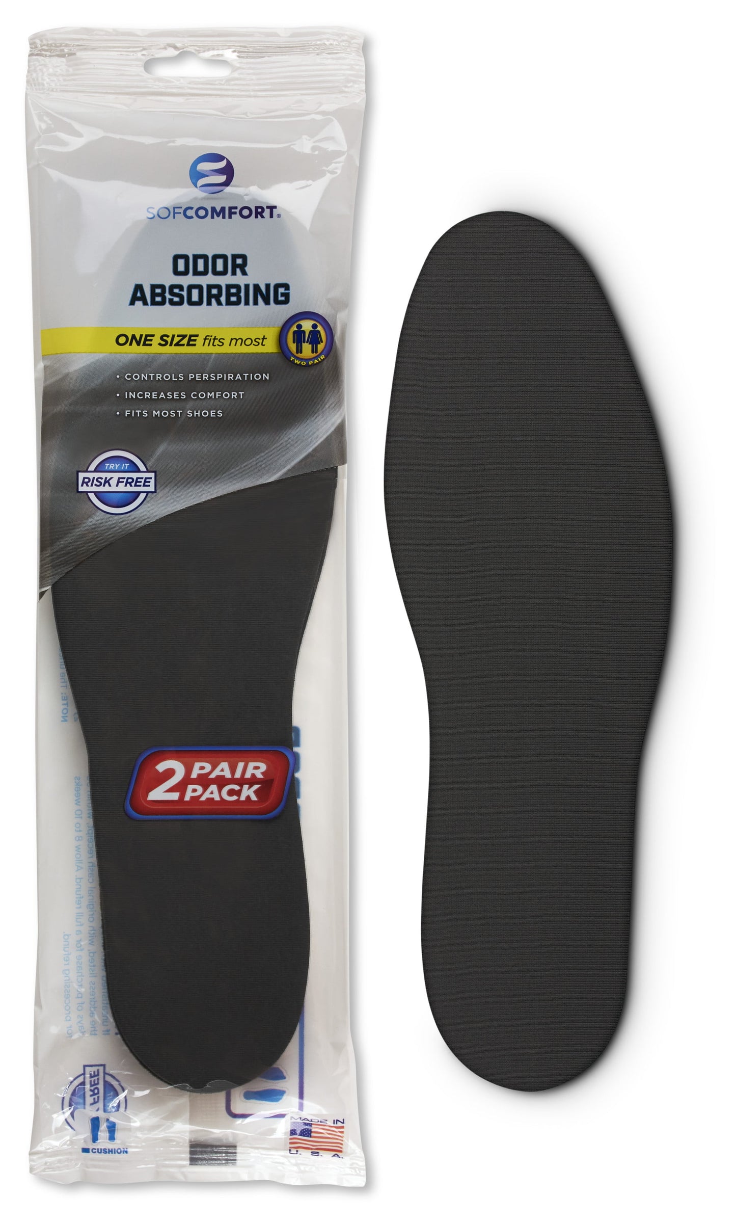 Palmilha anti-odor Sofcomfort masculina preta tamanho único