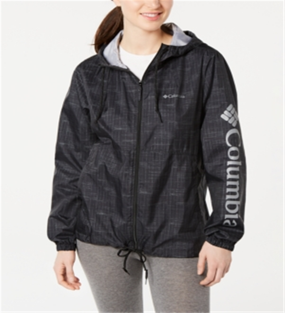Jaqueta corta-vento feminina Columbia Flash Forward estampada, preta, tamanho médio