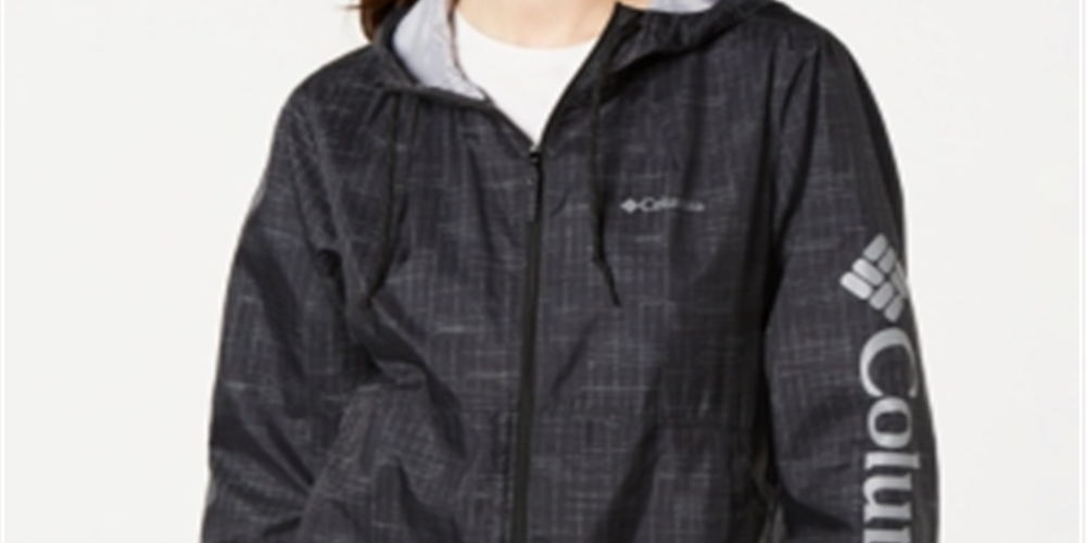 Jaqueta corta-vento feminina Columbia Flash Forward estampada, preta, tamanho médio