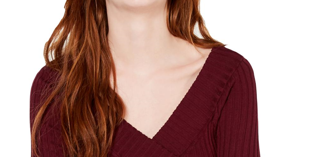 Suéter feminino de malha canelada para caloura, marrom, tamanho extrapequeno