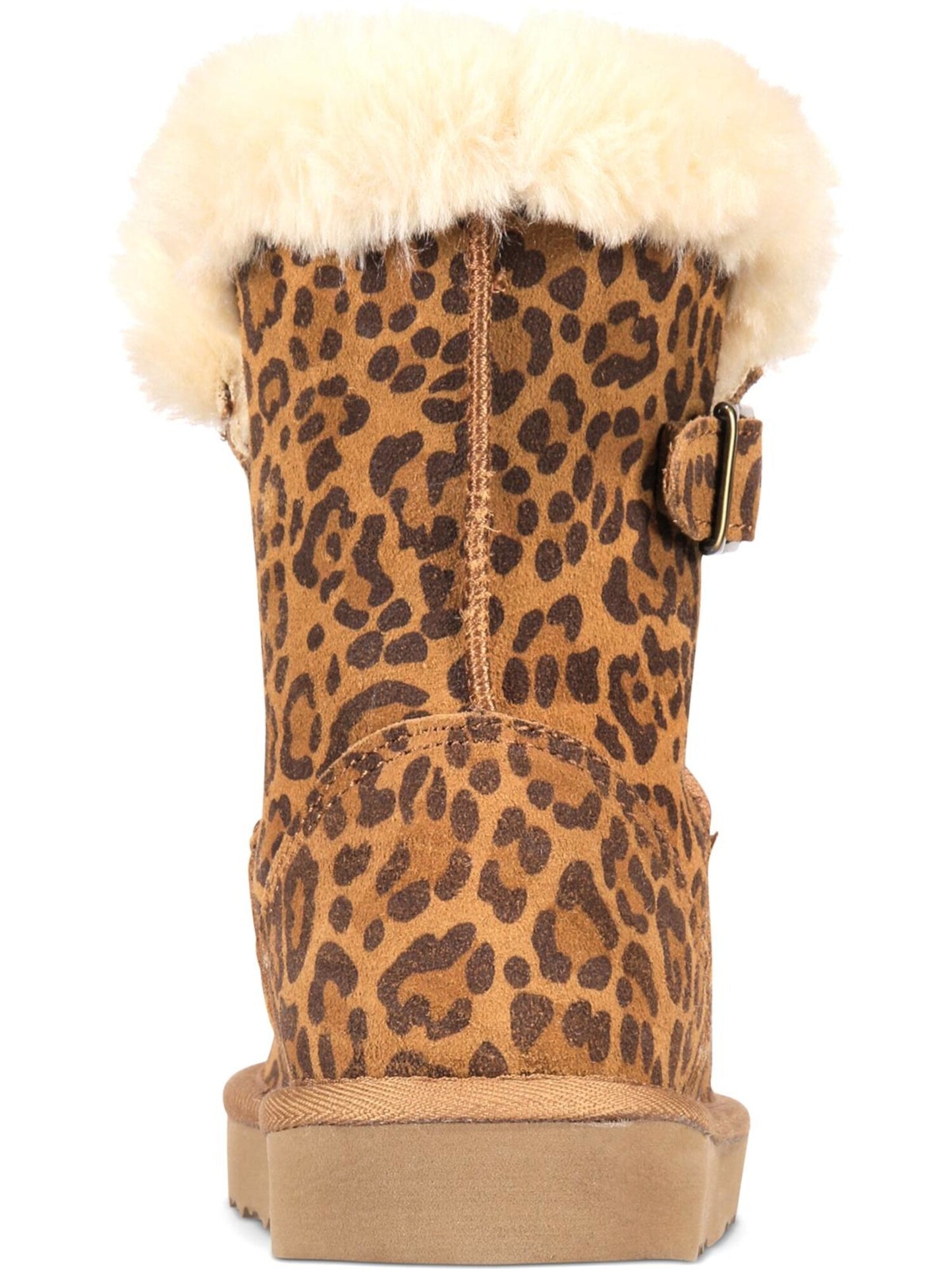 Botas femininas estilo &amp; co com plataforma e estampa animal, com acabamento em pele, bico redondo, marrom, tamanho 10 M