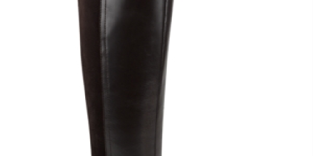 Botas de couro com salto bloco Marc Fisher Risa, pretas, tamanho 9,5 M