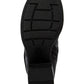 Botas Baretraps femininas com zíper acolchoado, gola com fivela franzida, bico redondo, salto bloco, zíper, tamanho 6 M