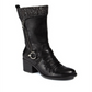Botas Baretraps femininas com zíper acolchoado, gola com fivela franzida, bico redondo, salto bloco, zíper, tamanho 6 M