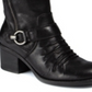 Botas Baretraps femininas com zíper acolchoado, gola com fivela franzida, bico redondo, salto bloco, zíper, tamanho 6 M