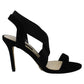 Sandálias femininas Nine West Maya Fabric com bico aberto, casuais, estilo slingback, pretas, tamanho 9 M